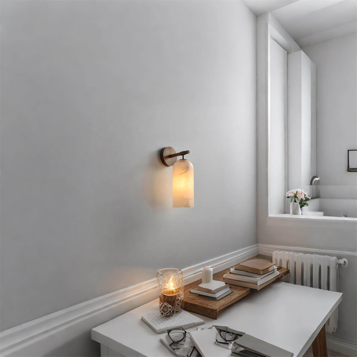 Simple Marble Copper Wall Lamp In Spain