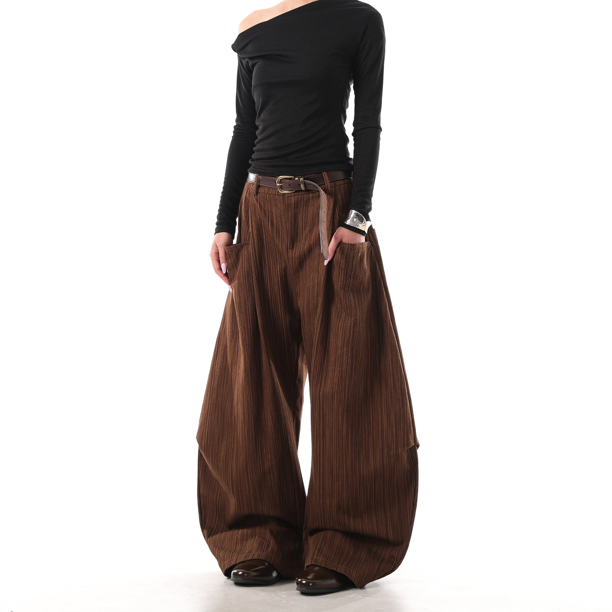 Autumn Front-pocket Tree-pattern Vintage Relaxed-fit Bootcut Pants