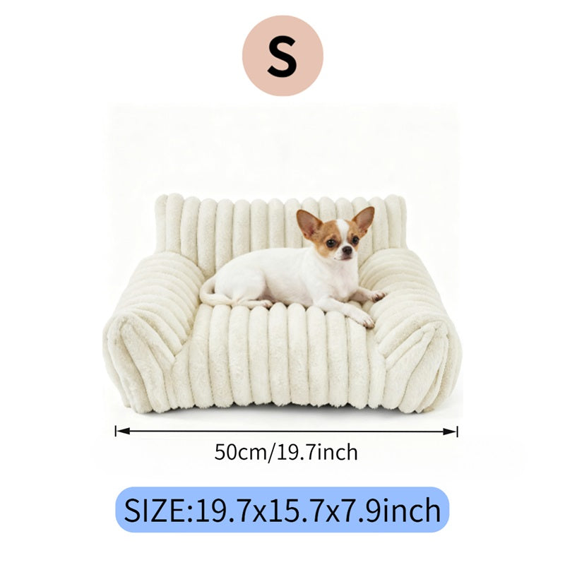 Cute Cat Couch For Pets - Fluffy Cat Beds With Premium Soft Corduroy Fleece, Fuzzy Cats Beds For Indoor Cats With Removable Washable Cover, Supportive Pet Sofa