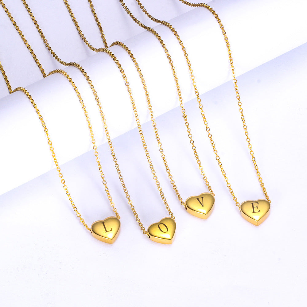 Stainless Steel Laser-Engraved Heart Pendant Necklace