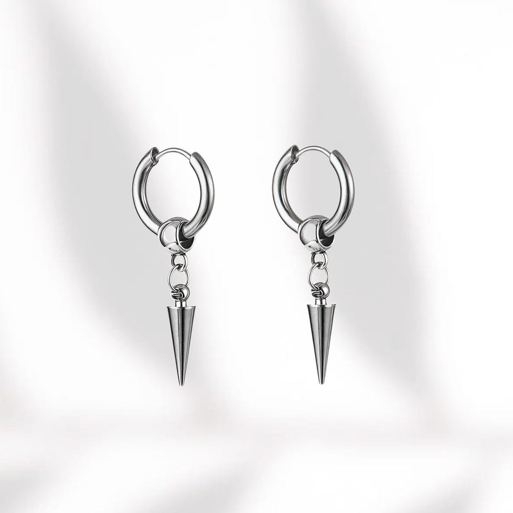 Titanium Steel Stud Earrings, Cool Hip Hop Punk Hoop Earrings For Men & Women, High-End Neutral Unisex Fashion Ear Jewelry