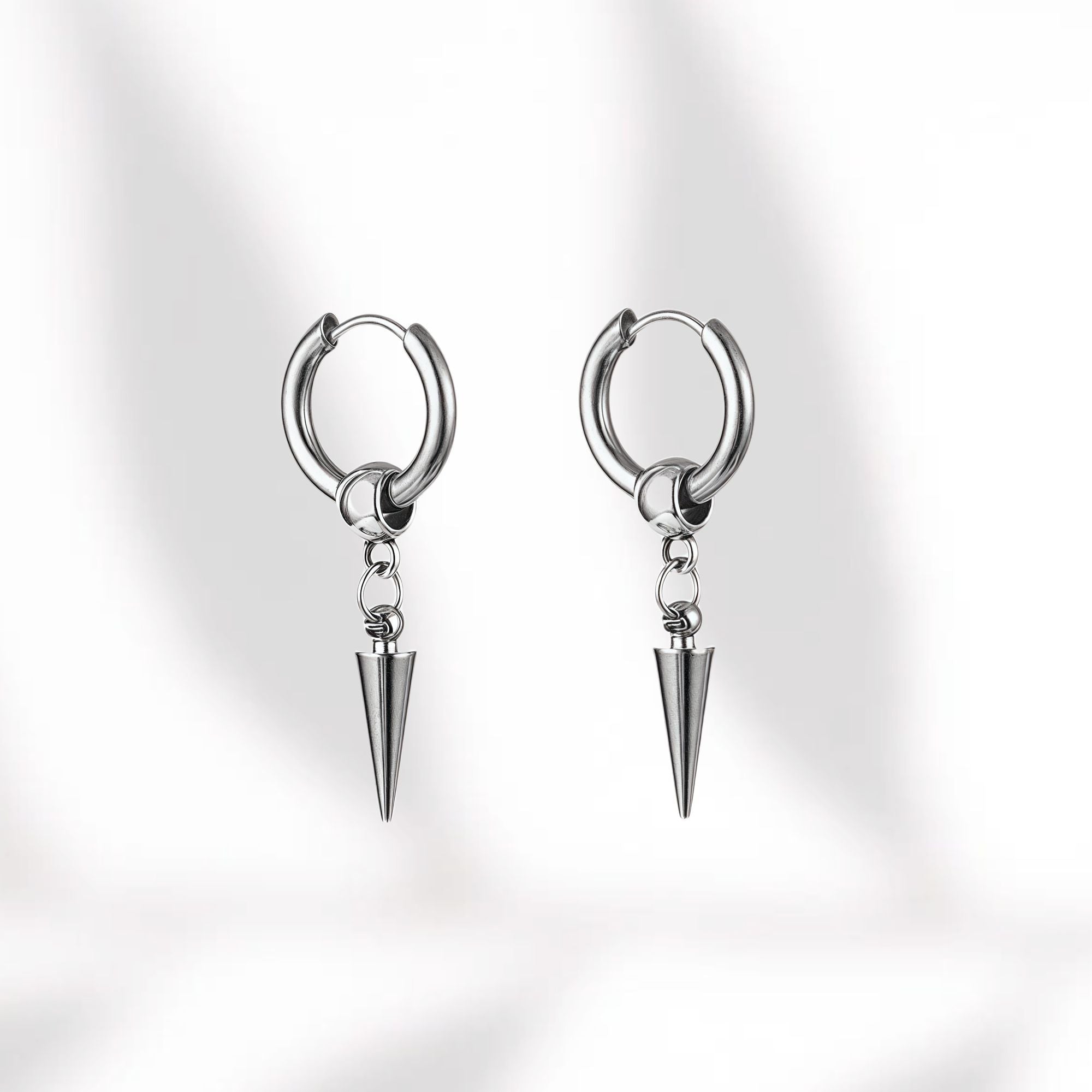 Titanium Steel Stud Earrings, Cool Hip Hop Punk Hoop Earrings For Men & Women, High-End Neutral Unisex Fashion Ear Jewelry