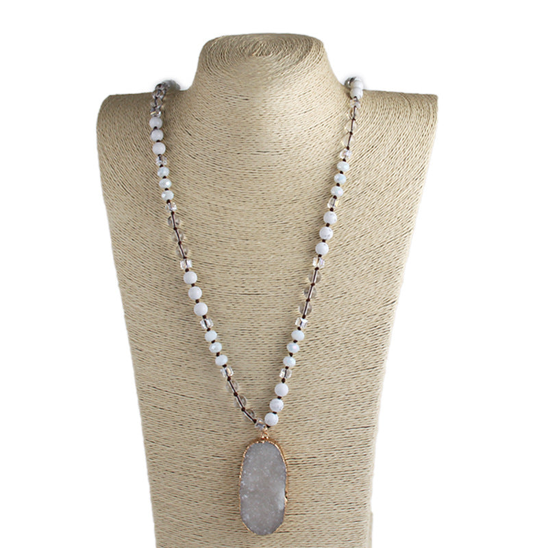 Fashionable Necklace With A Natural Gemstone Pendant