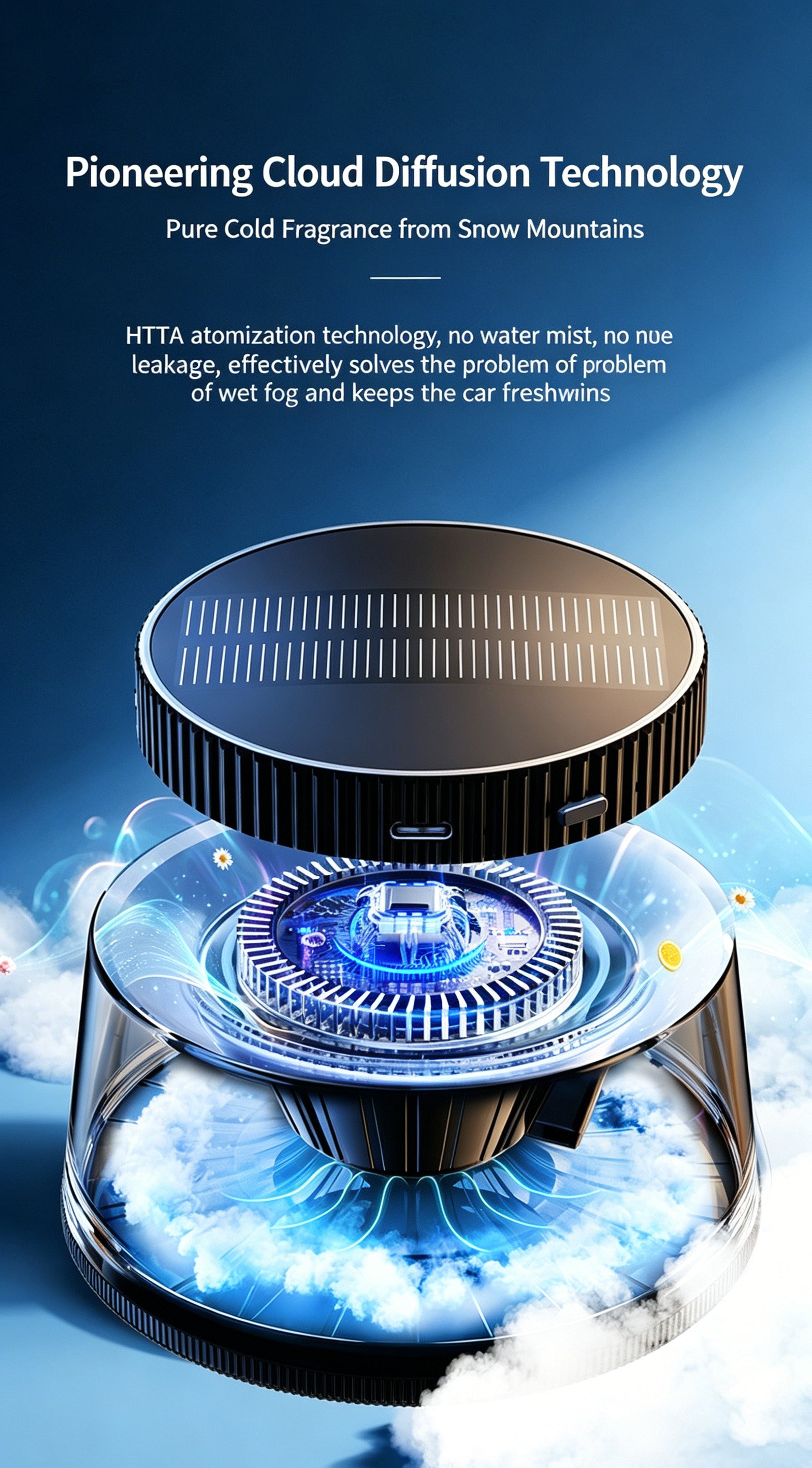 Car Mist Aroma Diffuser, Smart Solar Powered Auto Spray Car Air Freshener