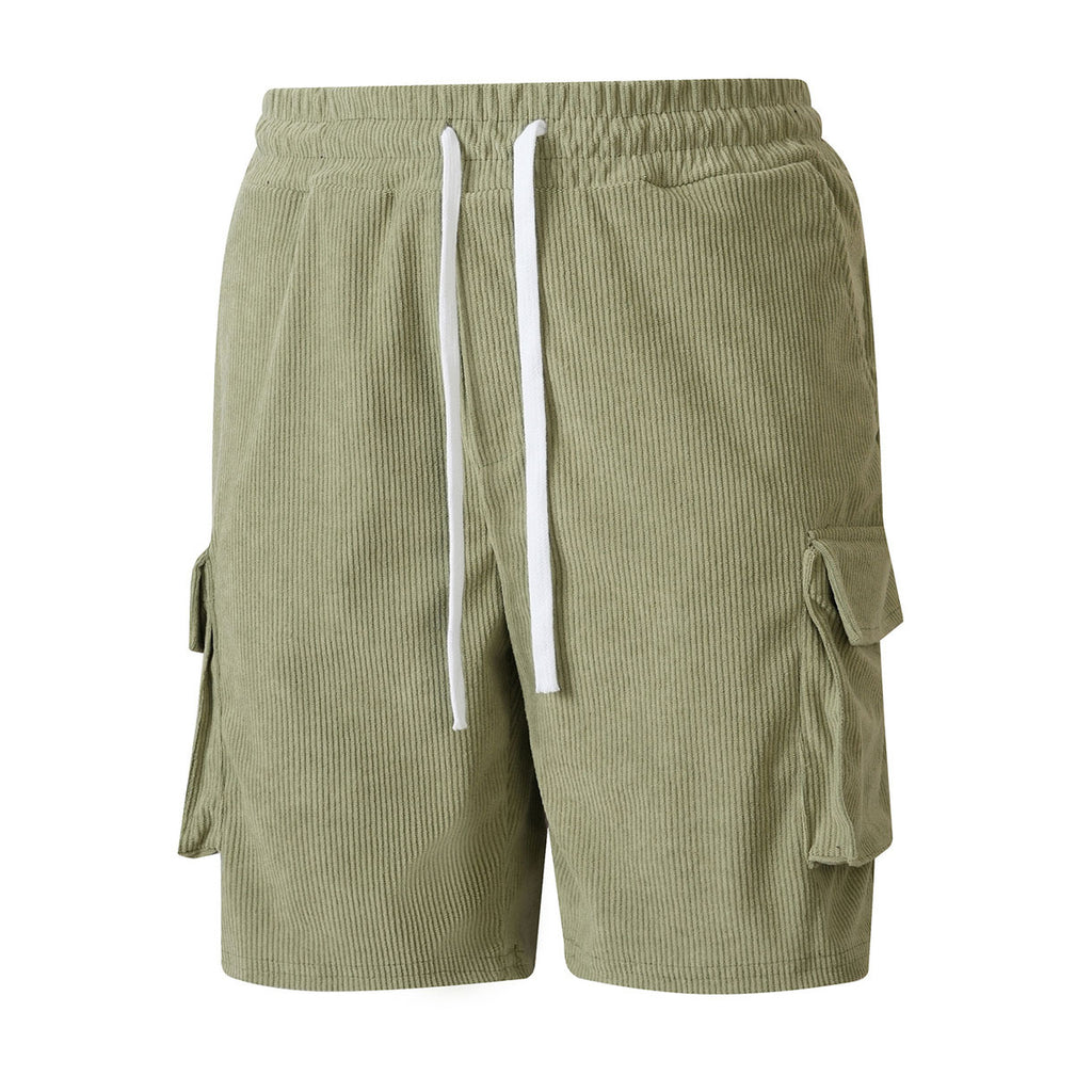 Corduroy Utility Shorts With An Elastic Waist And Drawstring