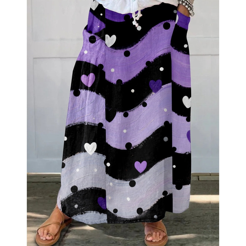 Womens Fashionable Printed Plus-Size Skirt With Pockets