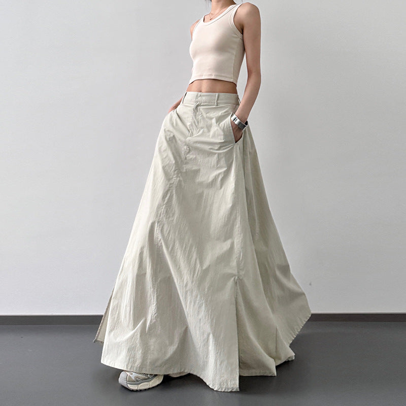 Summer Lightweight Fabric Slit Sun-protection Skirt