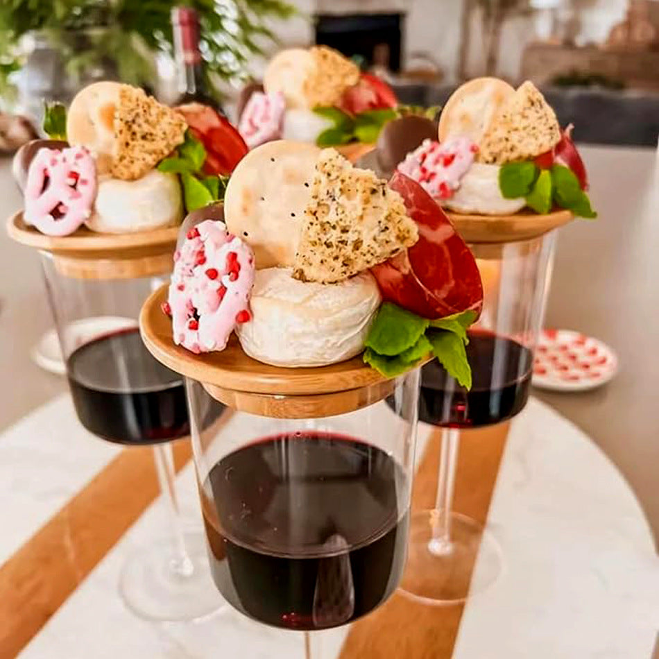 Red Wine Glass And Deli Platter Bamboo Mat