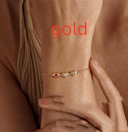 Customized Heart-shaped Zircon Bracelet