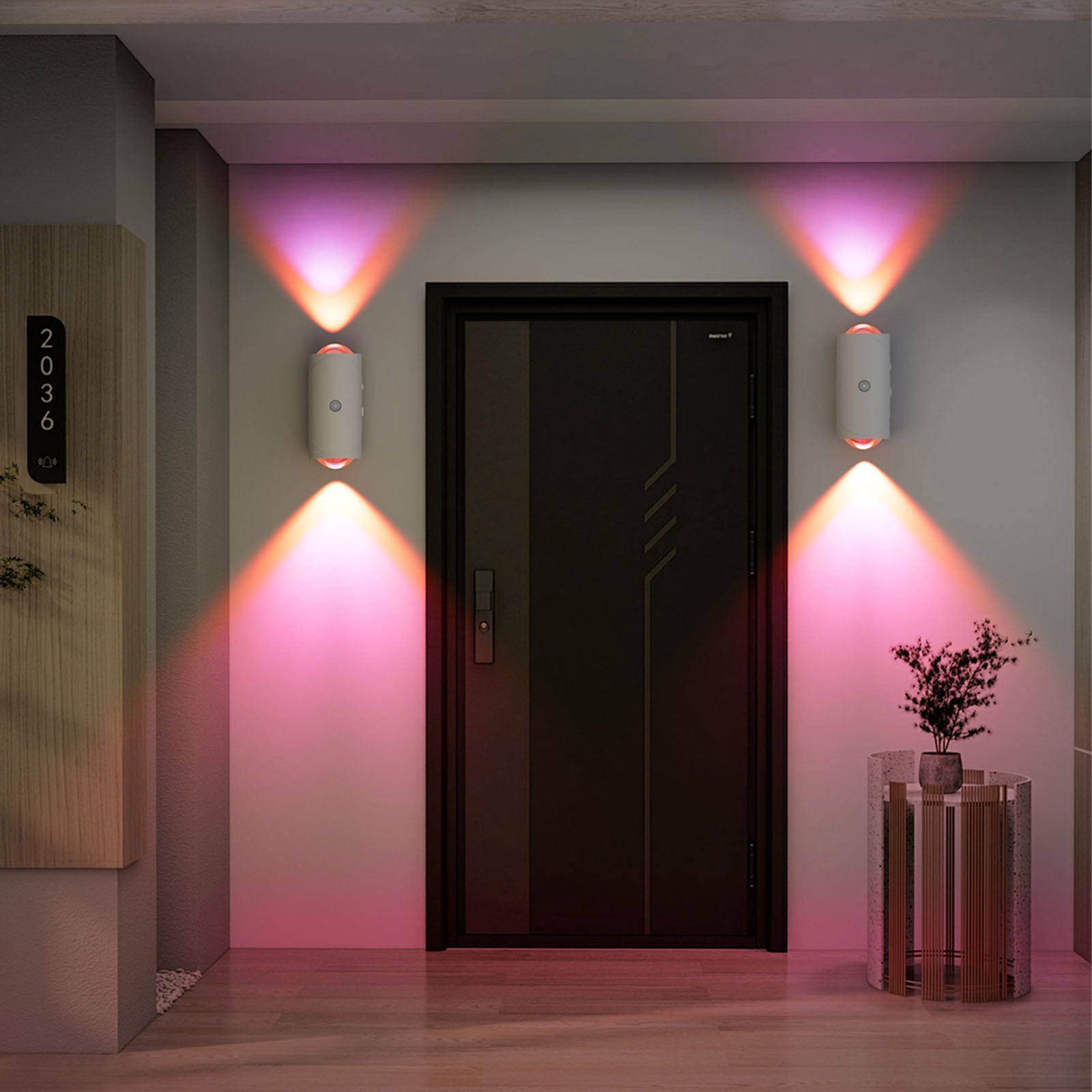 2PCS Motion Sensor Night Light RGB Colors Changing Rechargeable Magnetic Wall Lamp Sconce 3000K 1500mAh Battery For Entryway Hallway Bedroom Black