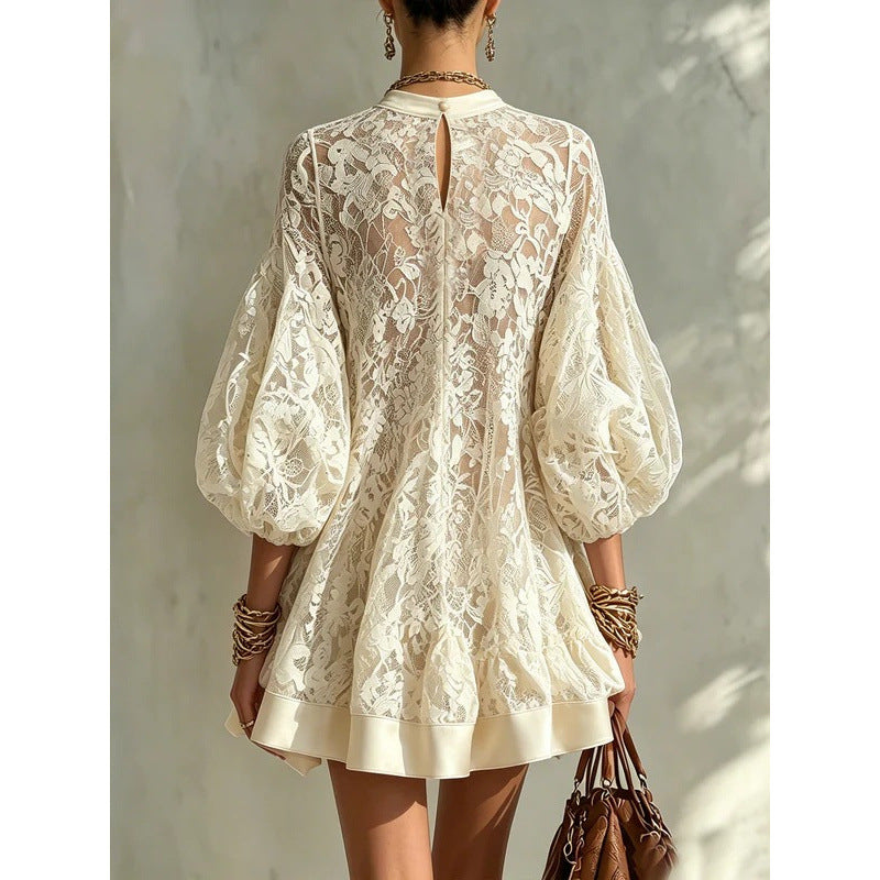 Womens Fashionable Casual Loose-fitting Lace Blouse