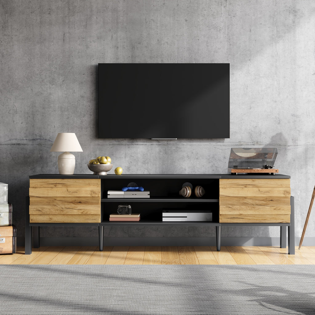 TV Cabinet, Lowboard TV Board, TV Console With 2 Cabinets And Open Storage Space, TV Table, TV Stand, Living Room Cabinet, Suitable For TVs Up To 70 Inches