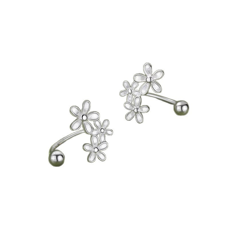 925 Silver Needle Flower Stud Earrings