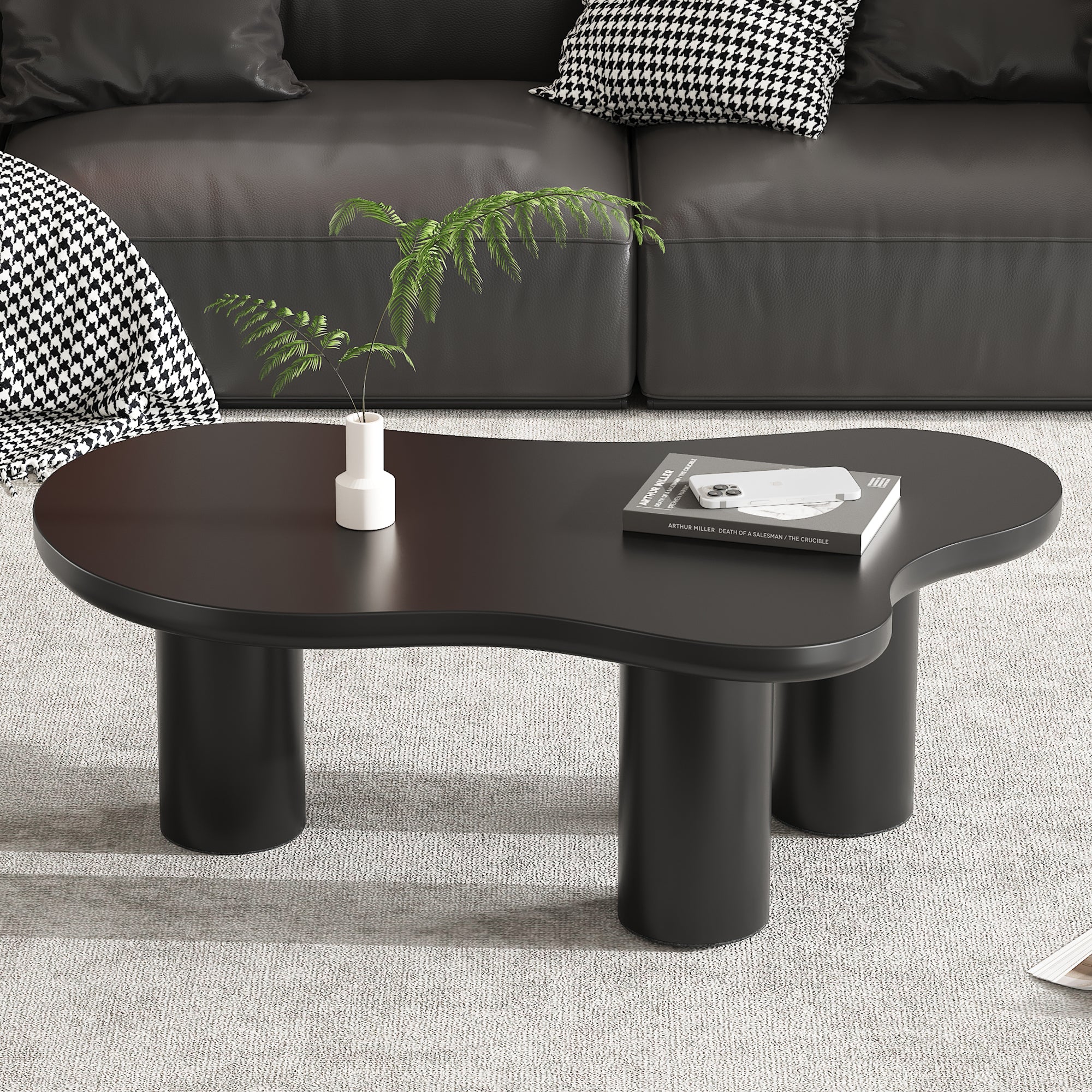 Irregular Coffee Table In Cloud Shape, 107cm Length, 66cm Width, 40.5cm Height, MDF Table Top And PVC Legs, With Felt Backing