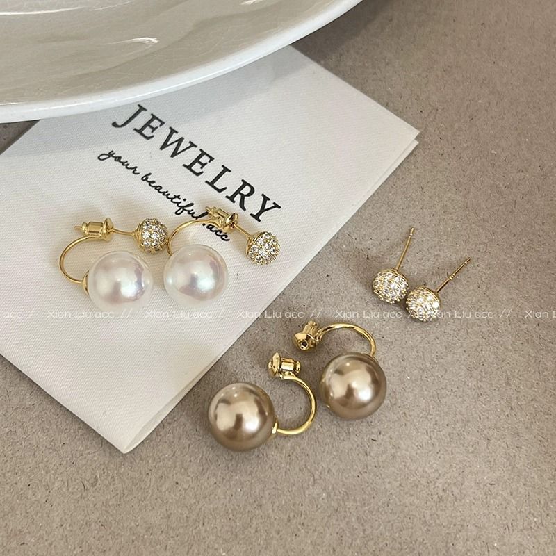 2026 New Hot Selling Champagne Beaded Earrings, Niche Designer High-End Stud Earrings, Elegant Temperament Versatile Women Ear Jewelry