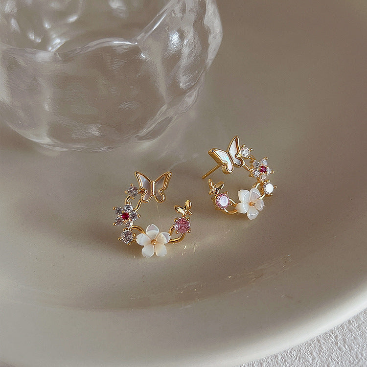 Shell Flower Butterfly Ear Stud