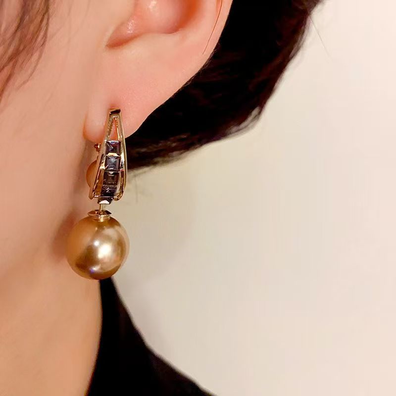 High-End Geometric Two-Way Wear Chanel Style Pearl Zircon Drop Earrings, Luxurious Exquisite Elegant Gentle Trendy Women Ear Jewelry