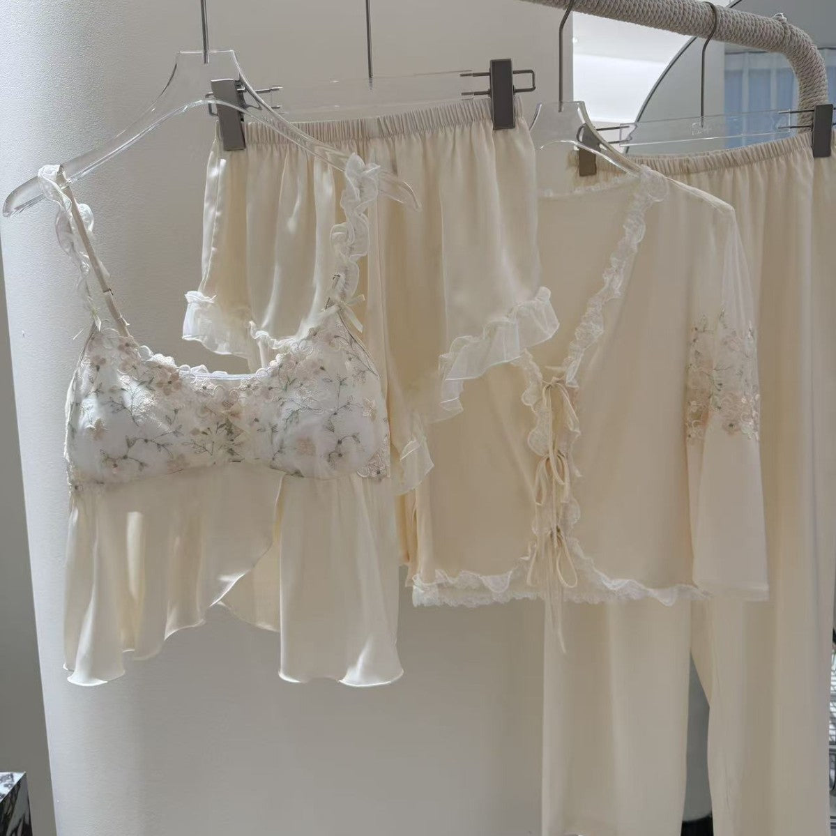 Strap Shorts, New-style Four-piece Pajama Set