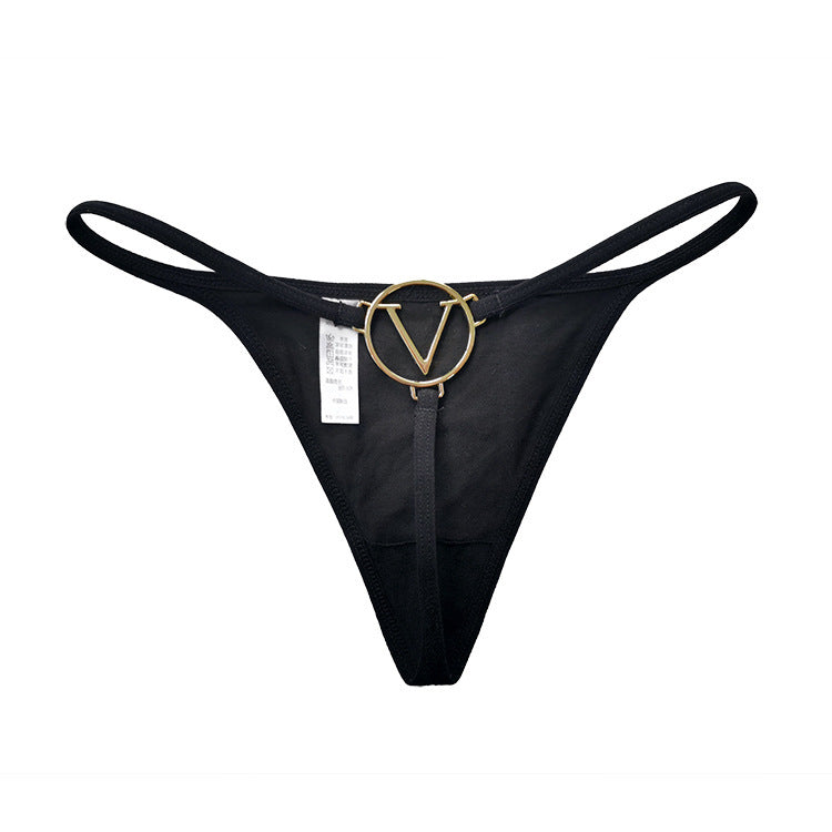 Solid Color Metal Chain Thong Personality