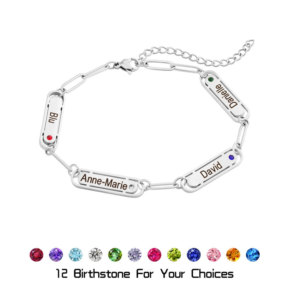 Cross-border Stainless Steel Oval Diamond Inlaid Engraved Bracelet