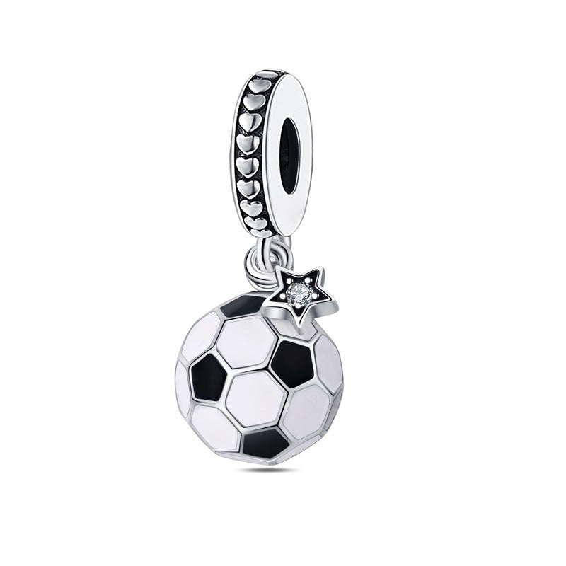 Original Sports Soccer Themed Silver Plated Loose Beads