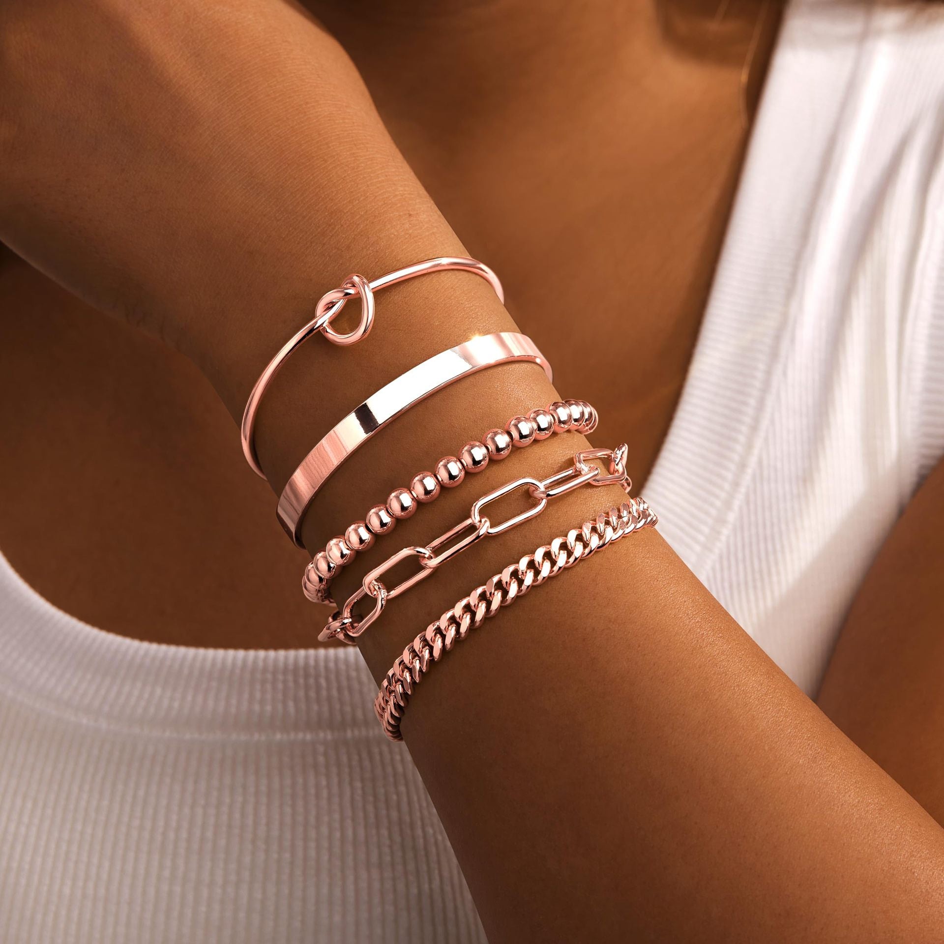 Womens Fashionable Cuban-Chain Adjustable Bracelet