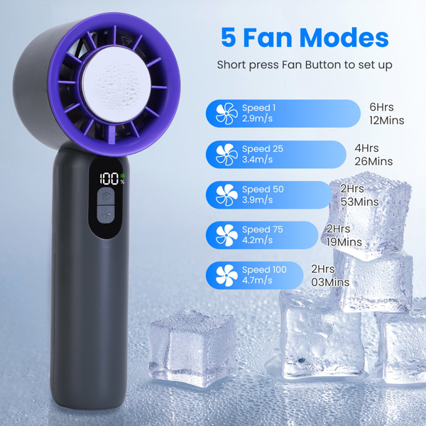 Speed Handheld Cooling Fan With Superconducting Ice Pack, 3000mAh Rechargeable Portable Mini Air Cooler With LCD Display For Summer Outdoor Travel