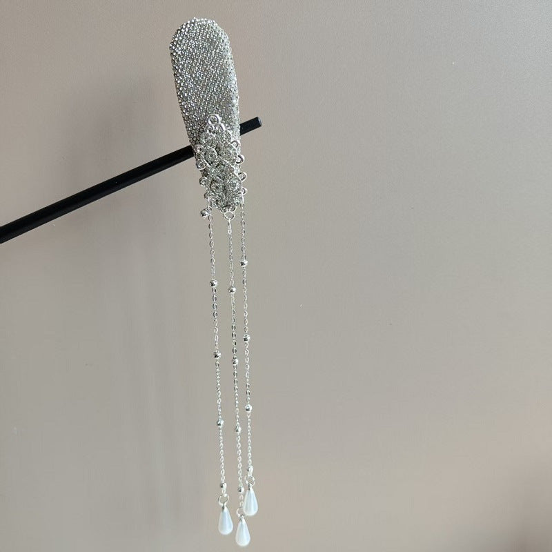 Affordable Luxury Pearl Waterfall Tassel Hair Clip