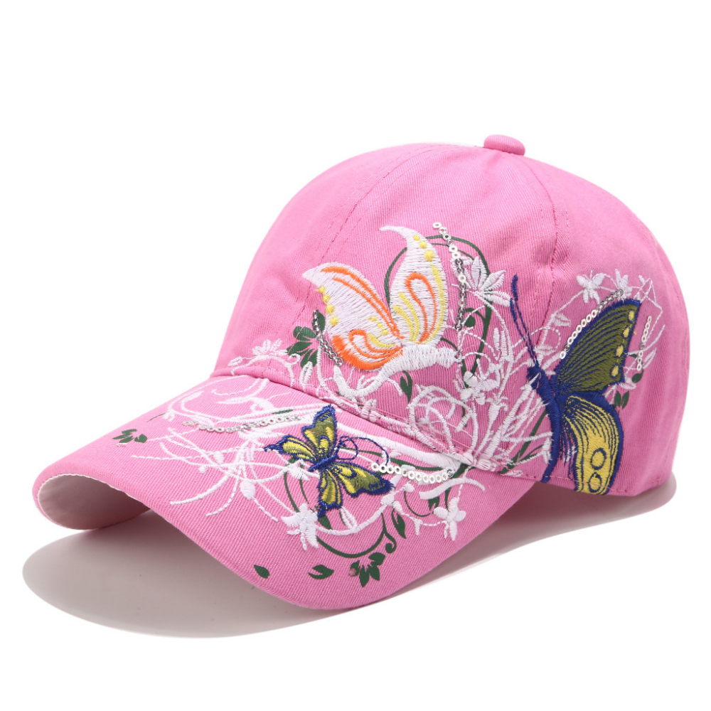 Summer Women's Embroidered Flower And Butterfly Sequin Fashion Trend Sun Hat For Outdoor Outings, Summer Shopping, Vacation - Versatile Hat