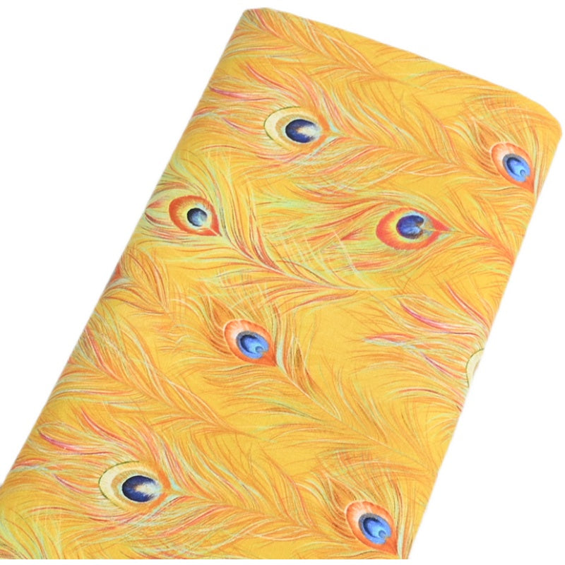Plain Digital Cotton Fabric Scandinavian Golden Feather
