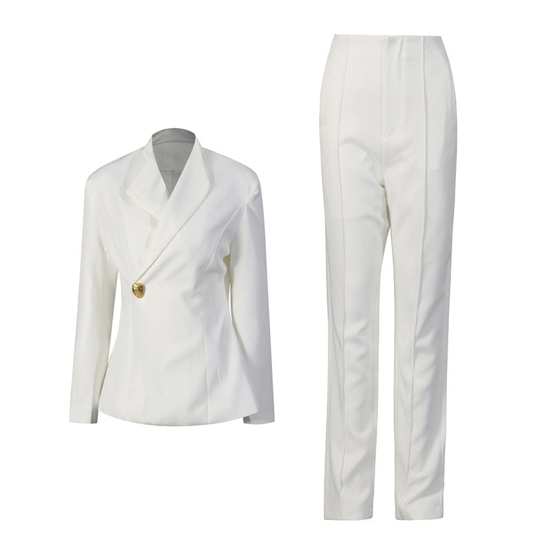 Korean-style Chic Blazer And Trousers Two-piece Set For Women