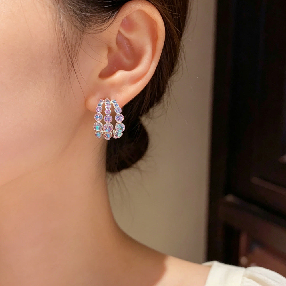 Fashionable And Versatile Colorful Geometric Stud Earrings