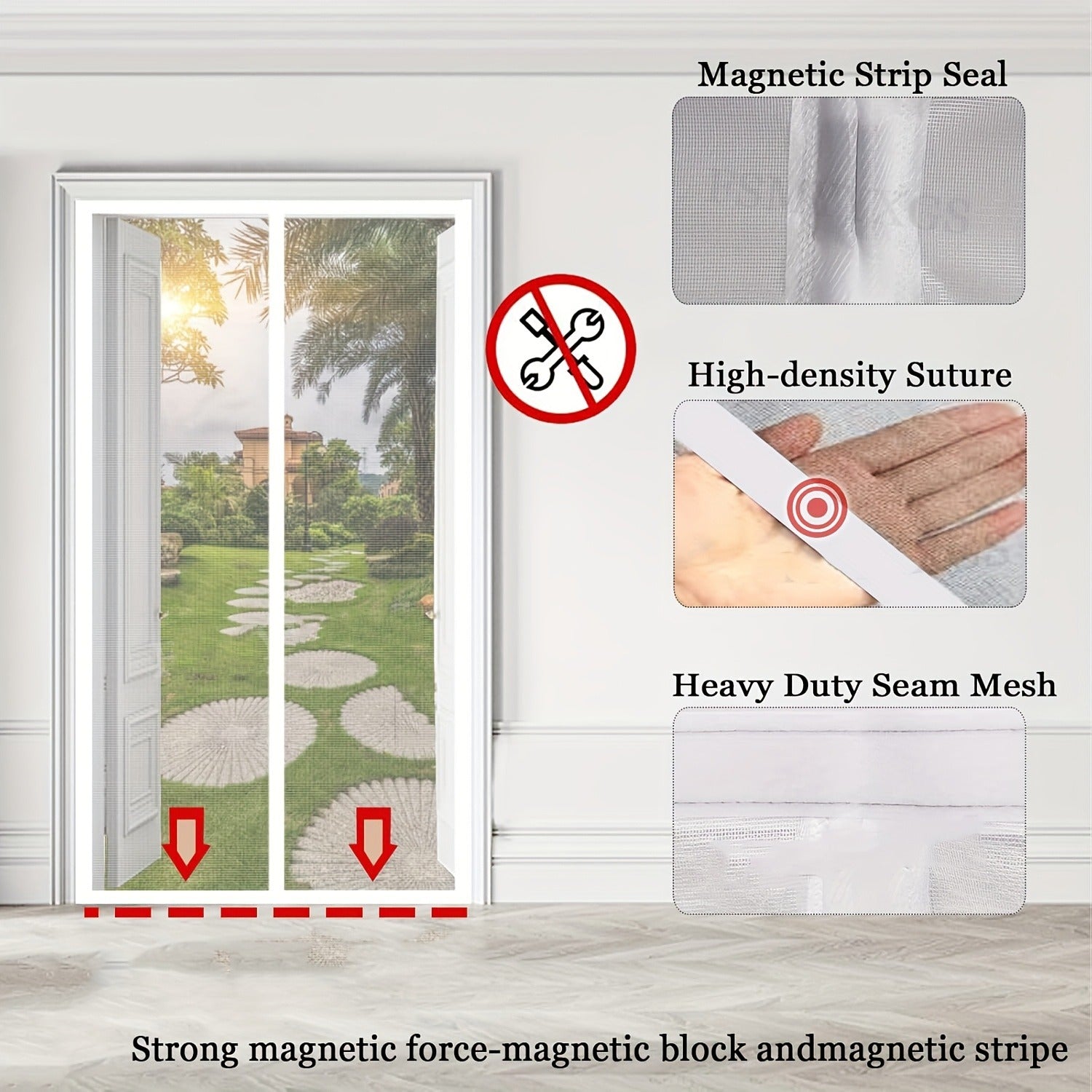 Magnetic Mosquito-proof Door Curtain, Summer Upgraded Screen Window, No Need To Drill, Mesh Curtain - Keeps Insects Out While Allowing Ventilation, Classic Style, Suitable For Bedrooms, Living Rooms,
