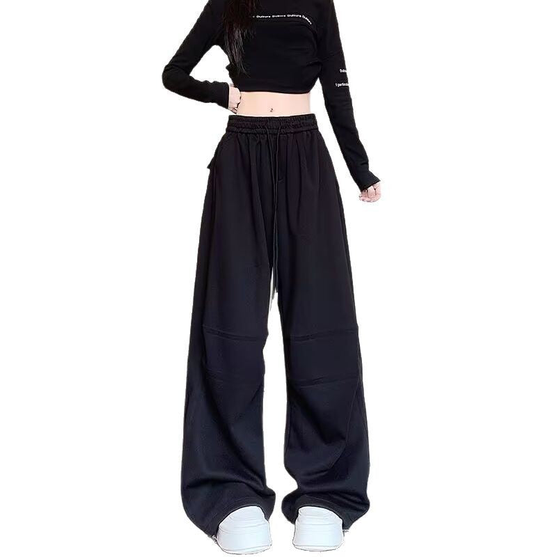 New Arrival Draped Relaxed-style Floor-length Pants With A Drawstring And Wide Legs
