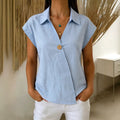 Loose-fitting Casual Lapel-button Top