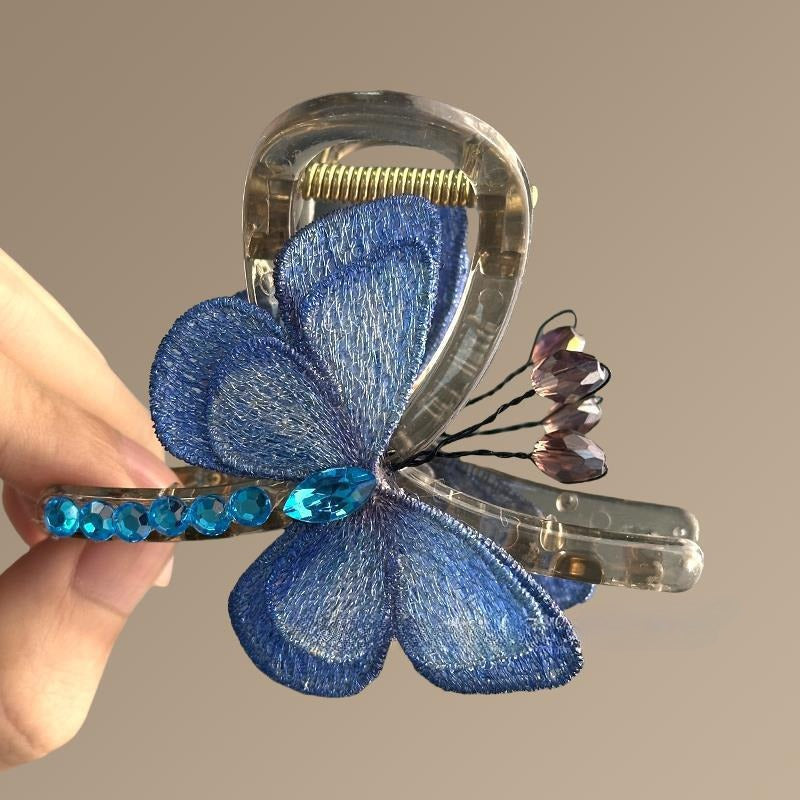 Retro-style Embroidered Butterfly Hair Clip