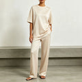 SpringSummer New Arrival Draped Solid-Color Slimming Wide-Leg Pants Set