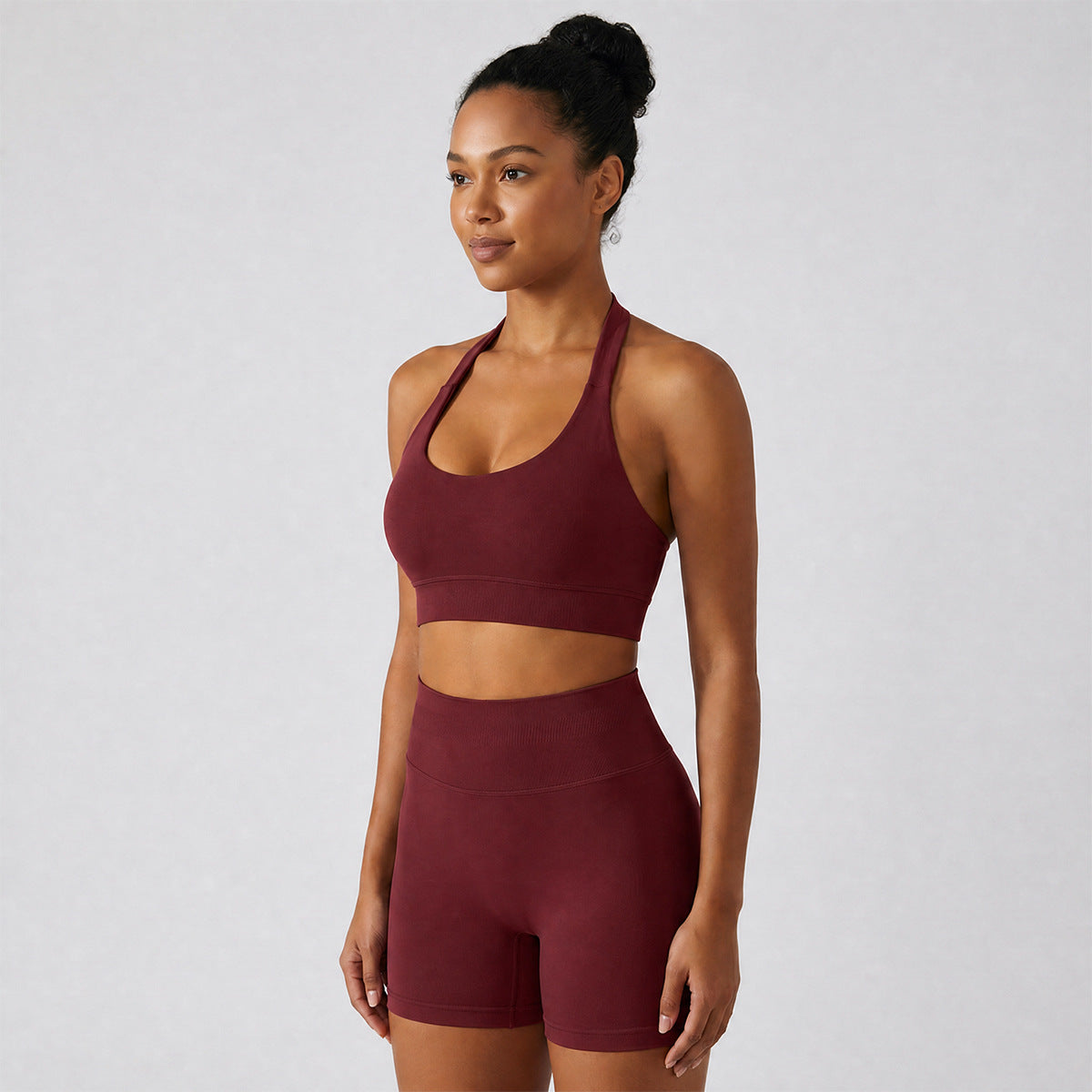 Halter-style Sports Bra And Shorts Set For Women