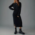 Womens Casual Slim-fit Dress With A Round Neck