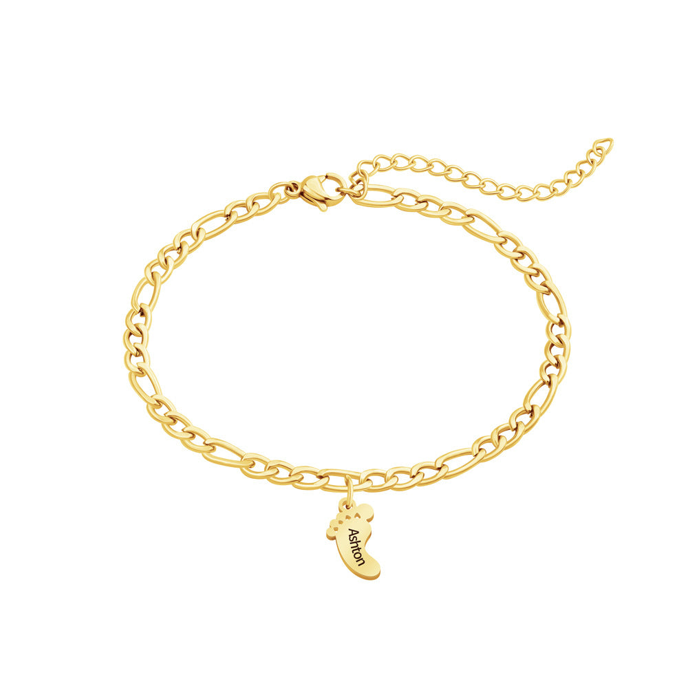 Amazon's New Cross-border Stainless Steel Foot Engraved Bracelet
