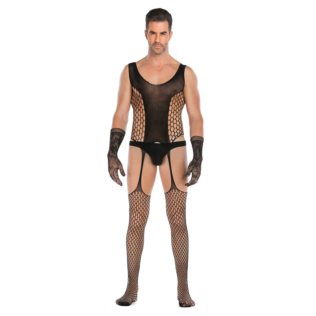 Men's High Stretch Jacquard One Piece Lace Gloves Set