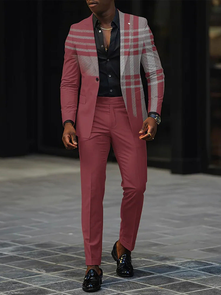 Mens New Autumn Slim-Fit Two-Piece Suit
