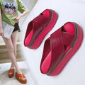 Solid-color Platform Cross-strap Retro Outdoor Sandals