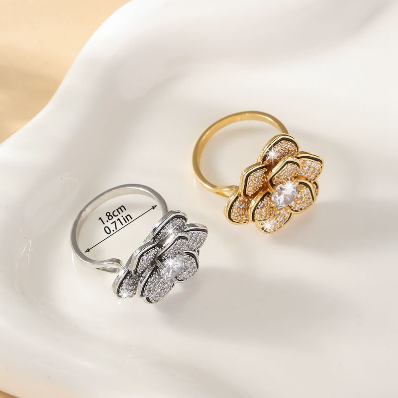 Fashion Light Luxury Flower Ring For Women