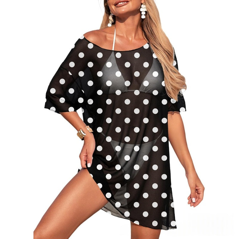 Womens Swimsuit Sheer Mesh Sun-Protective All-Match Cover-Up