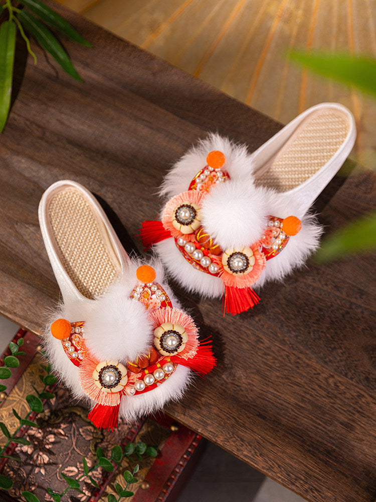 Zhensheng Happy Dongguofeng Tiger Head Shoe For Women, Adult, Summer 2026 New Design, Home Outfit Sandals, Traditional Chinese New Style Head Wrap Half Sandals