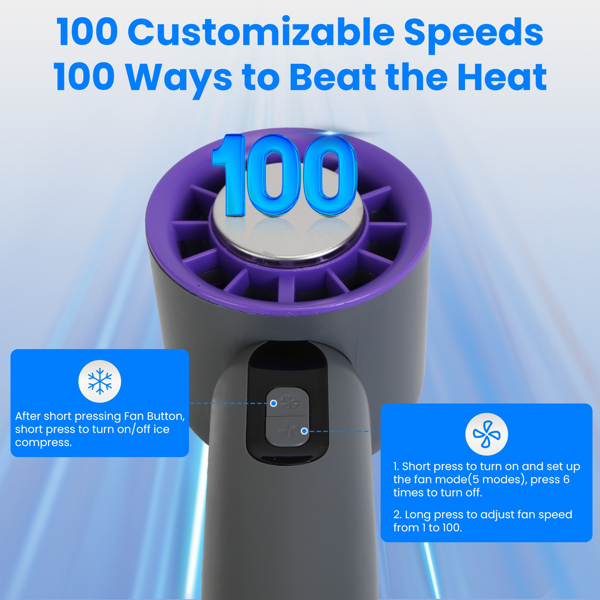 Speed Handheld Cooling Fan With Superconducting Ice Pack, 3000mAh Rechargeable Portable Mini Air Cooler With LCD Display For Summer Outdoor Travel