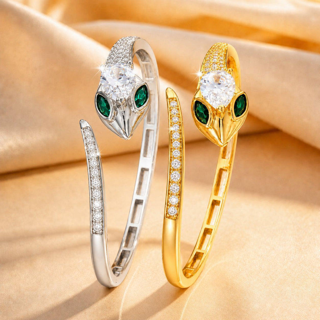 Green-Eyed Diamond-Encrusted Serpentine Bracelet