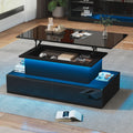 Modern Black High Gloss Coffee Table With LED Lighting And 4 Drawers - Stylish Side Table 90x55x41 Cm With Storage For Up To 30 Kg
