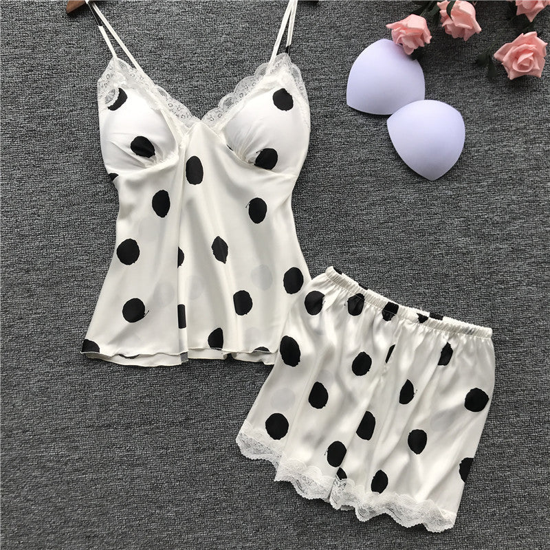 Lace Polka Dot Cuff Shorts
